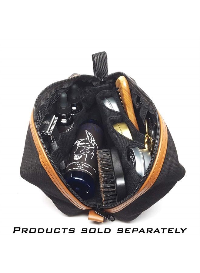 Badass Beard Care 's Badass Canvas Travel Bag - Waxed Canvas and Leather with Custom Padded Pockets - Image 5