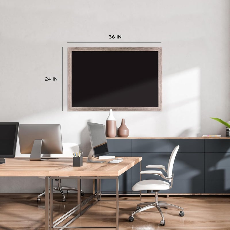 U Brands Magnetic Chalkboard, 36"x24", Rustic Wood Frame, Premium Matte Surface - Image 2