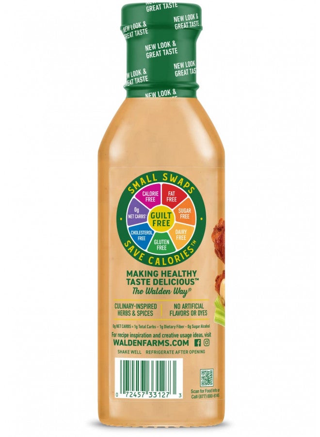 Walden Farms Buffalo Ranch Dressing 12 oz. Bottle Creamy and Spicy Flavor Fresh and Delicious 0g Net Carbs Condiment Kosher Certified So Tasty on Salad Wing Chicken Dip Celery - Image 2