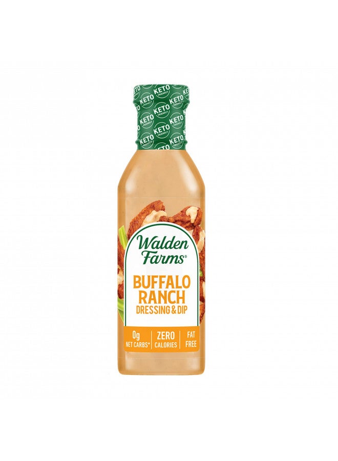 Walden Farms Buffalo Ranch Dressing 12 oz. Bottle Creamy and Spicy Flavor Fresh and Delicious 0g Net Carbs Condiment Kosher Certified So Tasty on Salad Wing Chicken Dip Celery - Image 1