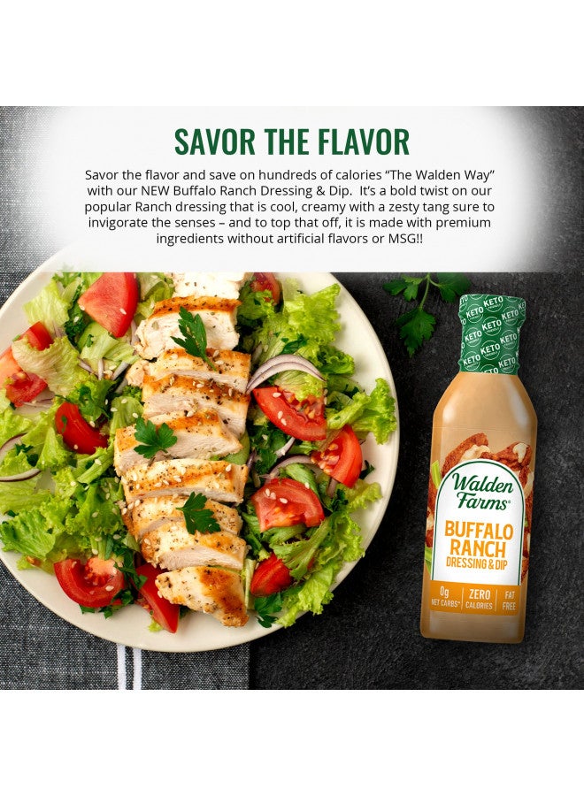 Walden Farms Buffalo Ranch Dressing 12 oz. Bottle Creamy and Spicy Flavor Fresh and Delicious 0g Net Carbs Condiment Kosher Certified So Tasty on Salad Wing Chicken Dip Celery - Image 3