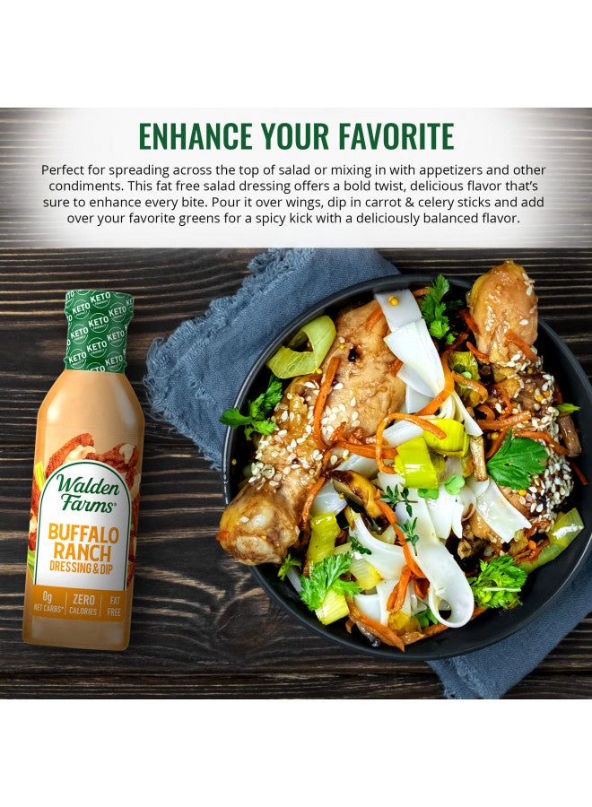 Walden Farms Buffalo Ranch Dressing 12 oz. Bottle Creamy and Spicy Flavor Fresh and Delicious 0g Net Carbs Condiment Kosher Certified So Tasty on Salad Wing Chicken Dip Celery - Image 4