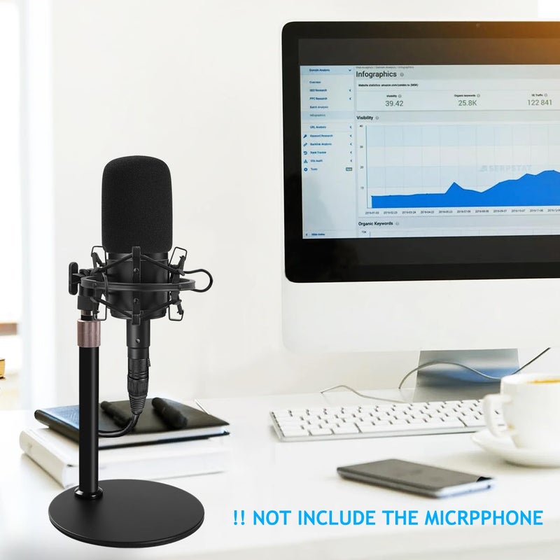 Frgyee Audio Technica Mic Stand with Shock Mount Foam Windscreen, AT2020 Microphone Stand with Pop Filter Shockmount for Audio Technica AT2020 AT2020USB+ AT2035 ATR2500 Condenser Microphone - Image 2