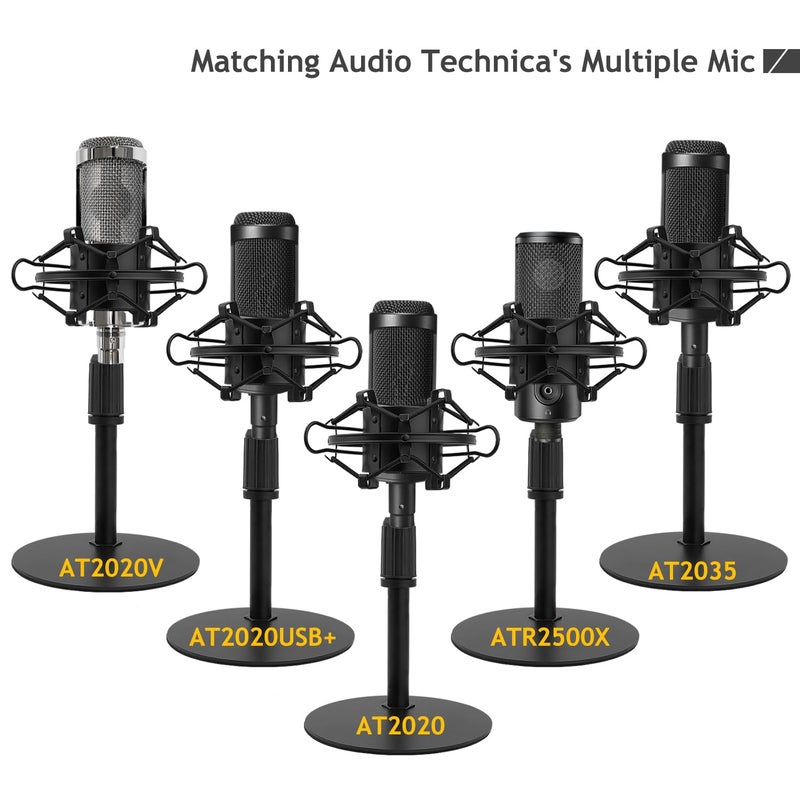 Frgyee Audio Technica Mic Stand with Shock Mount Foam Windscreen, AT2020 Microphone Stand with Pop Filter Shockmount for Audio Technica AT2020 AT2020USB+ AT2035 ATR2500 Condenser Microphone - Image 3