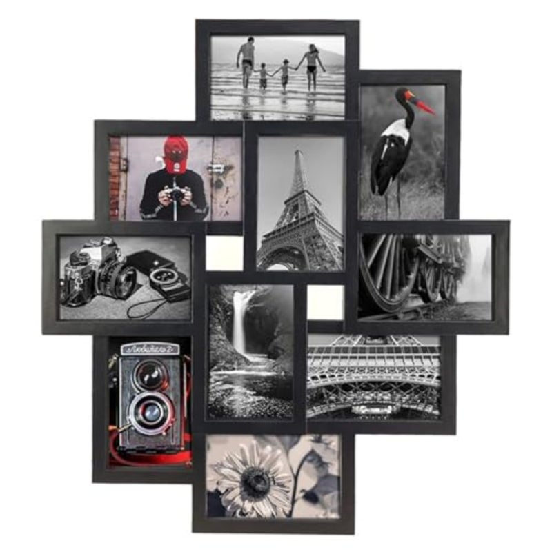 إطار صور مجمع، إطار صور متعدد للتعليق على الحائط، مقاس 10.16 × 15.24 سم لـ 10 صور، عرض إطار صور متعدد للجدار معرض شخصي لديكور المنزل - Image 1