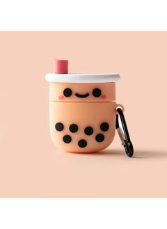 Generic Apple AirPods1/2/3/4 Generation Silicone Protective Case AirPodsPro2 Generation 4/5 Generation Cartoon Protective Case-Color:Milk Tea-Applicable Model:Airpods 3 Generations  - Image 1
