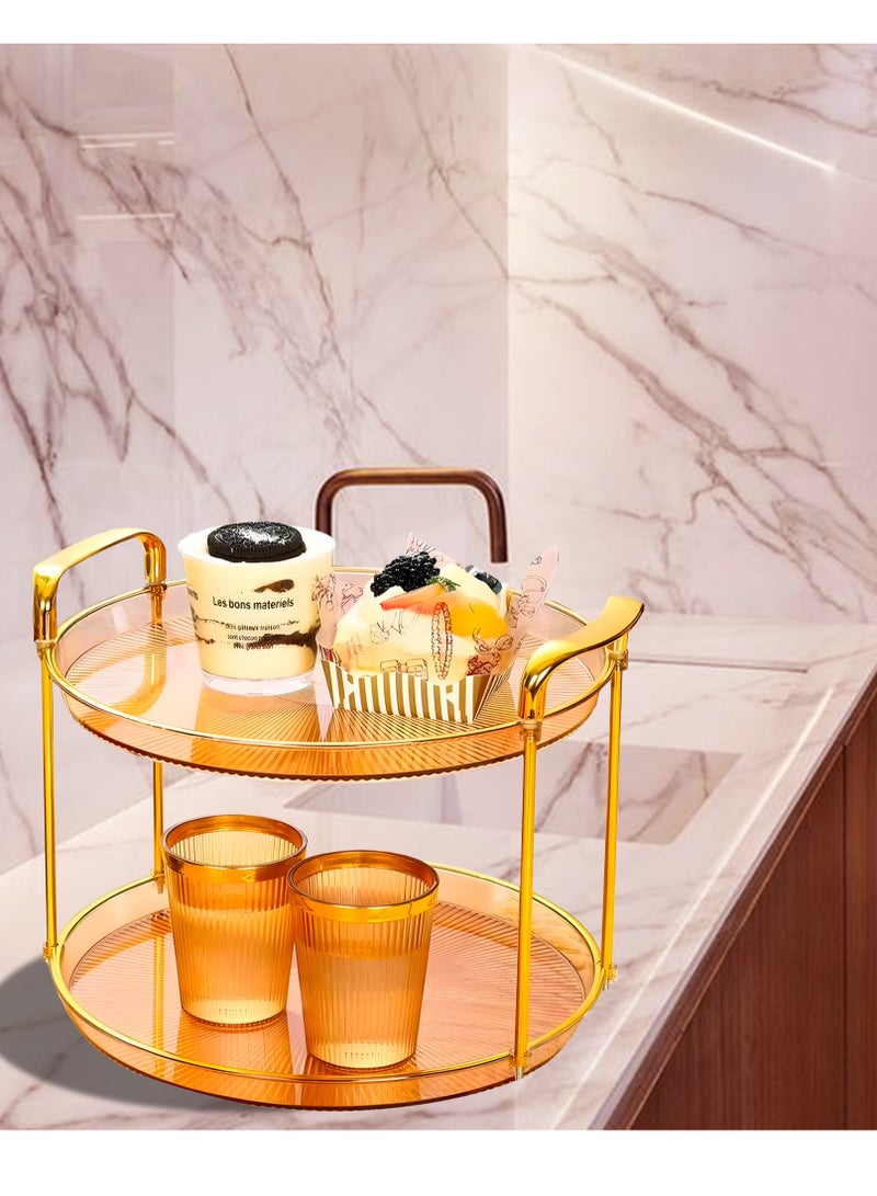 كوزي نست صواني تقديم الفاكهة متعددة الطبقات بمقابض ذهبية، أطباق طاولة مستديرة للديكور المنزلي للطعام، وحفلات الكيك، وحامل المعجنات، والكوكتيل، وتناول الطعام والقهوة - Image 5