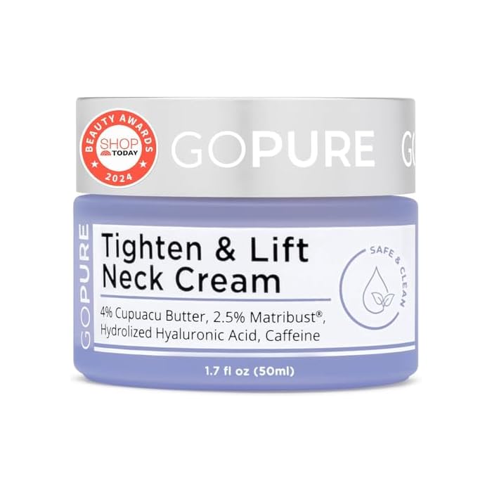 goPure Tighten & Lift Neck & Chest Moisturizer Cream for Visibly Firming, Tightening and Lifting the Look of Wrinkles & Crepey Skin, 1.7oz