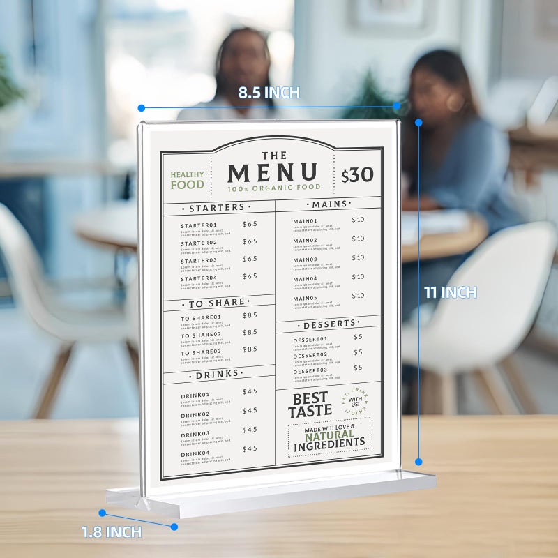 DECOHOBO 12 Pack Acrylic Sign Holder 8.5 x 11, Double-Sided Clear Sign Holder Plastic Stands for Display, T Shape Acrylic Table Sign Stands for Office Store Restaurants Wedding Party Decoration - Image 2