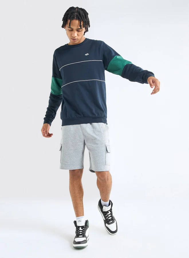 سبلاش فيڤ سويت شيرت سادة بياقة ضيقة وأكمام طويلة