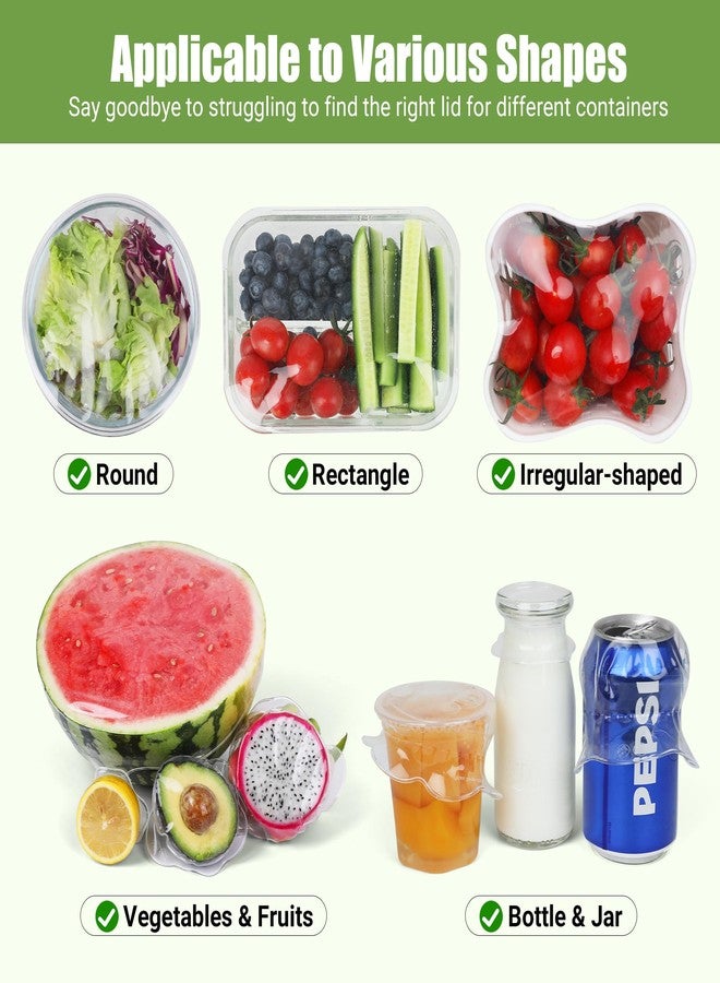 Rottogoon Silicone Stretch Lids for Food Storage in Fridge, Reusable Elastic Bowl Covers for Cup, Cans, Jars, Round & Rectangle Container, Food Grade Silicone Microwave Food Cover, Heat-Resistant, Transparent - Image 3