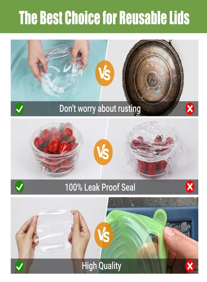 Rottogoon Silicone Stretch Lids for Food Storage in Fridge, Reusable Elastic Bowl Covers for Cup, Cans, Jars, Round & Rectangle Container, Food Grade Silicone Microwave Food Cover, Heat-Resistant, Transparent - Image 4