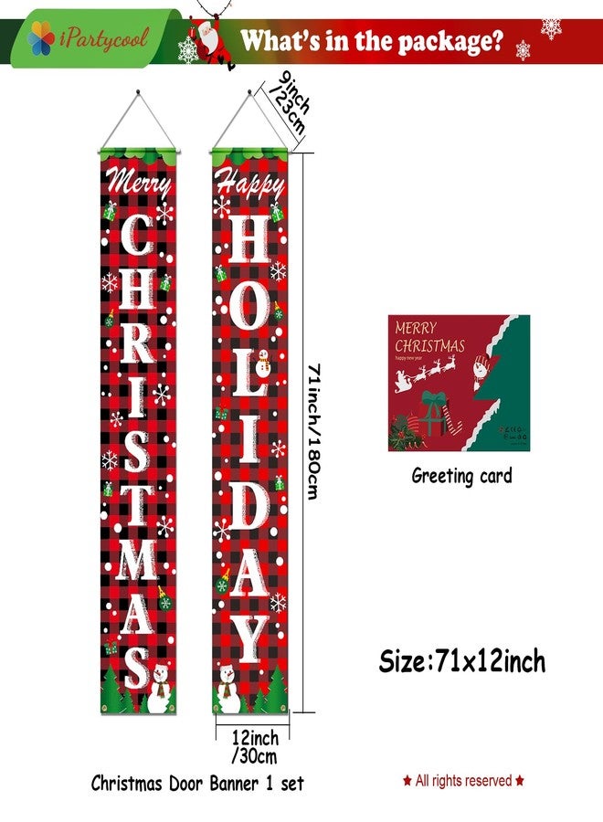 iPartyCool Ideal Christmas Porch Door Decorations, Large 71x12in, Premium Merry-Christmas Banner, NO-DIY, Classic Design, HQ Fabric, HD Printing, Perfect for Outdoor Christmas Decorations Indoor - Image 2