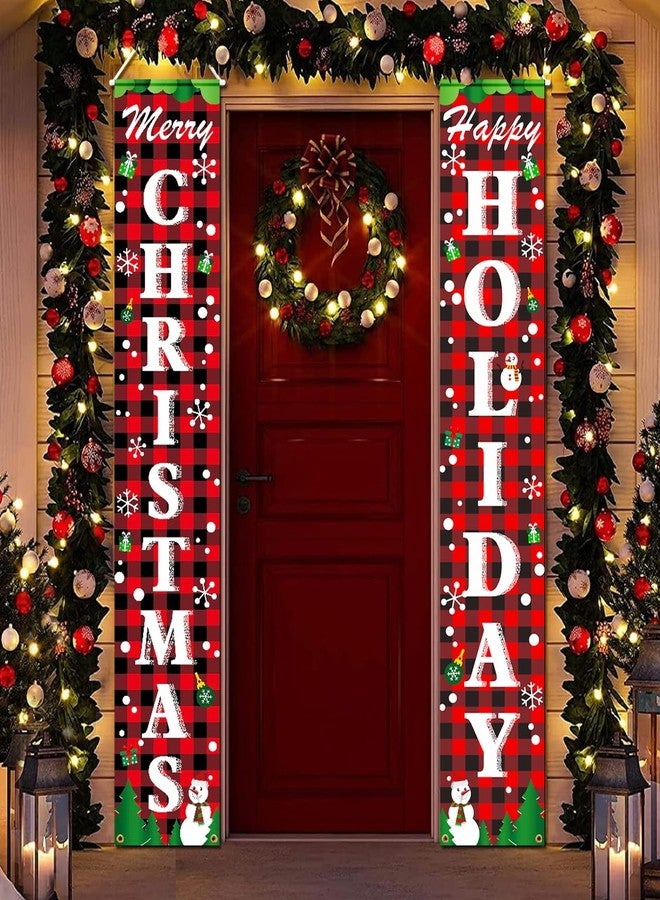 iPartyCool Ideal Christmas Porch Door Decorations, Large 71x12in, Premium Merry-Christmas Banner, NO-DIY, Classic Design, HQ Fabric, HD Printing, Perfect for Outdoor Christmas Decorations Indoor - Image 1