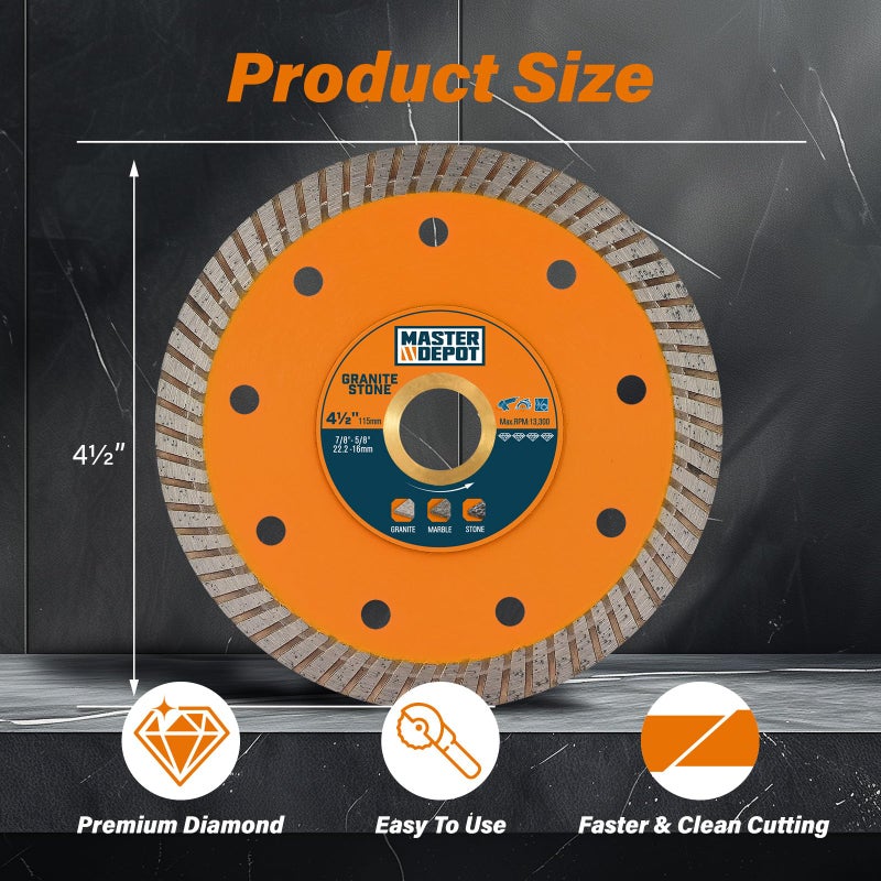 MASTER DEPOT 7 inch Diamond Saw Blade for Angle Grinder,Segmented General Purpose Blade Dry/Wet Cutting Blade for Concrete, Paver, Masonry, Terrazzo, Stone, Granite, Block, 7/8"-5/8â€ Arbor (3 Pack) - Image 2