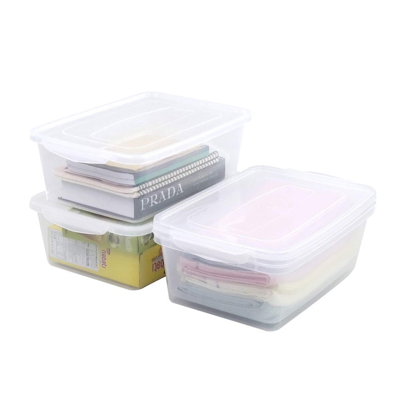 Sandmovie 14 Quart Latch Containers with Lid Clear Latching Box 4 Packs