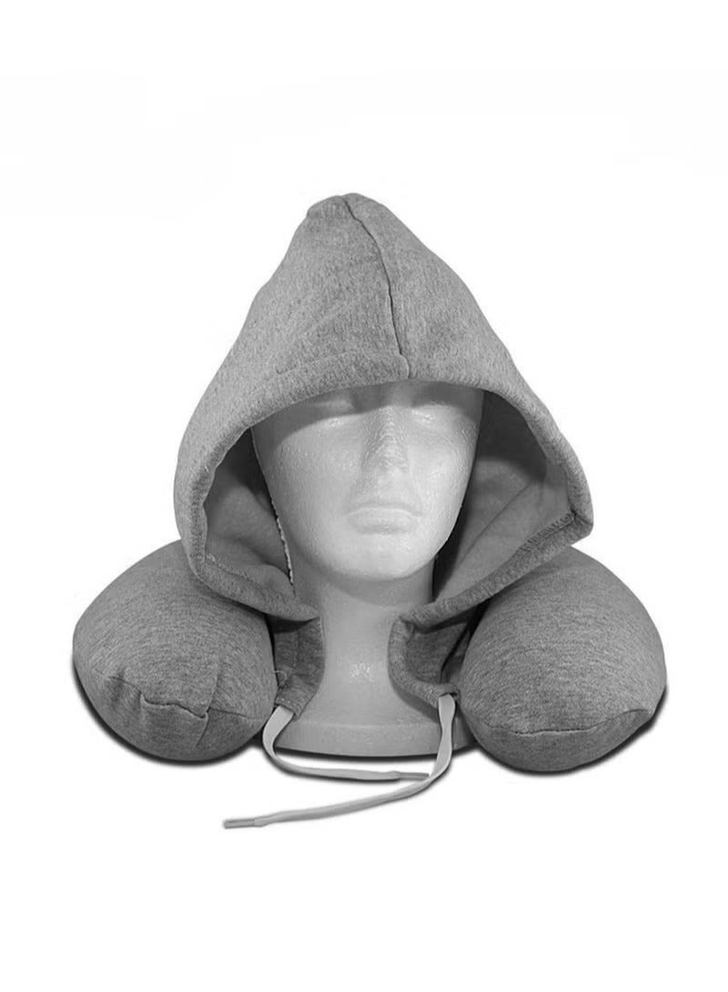 Soft Comfortable Hooded Airplane U Shape Travel Pillow and Neck Support Cushion with Hoodie - Image 3
