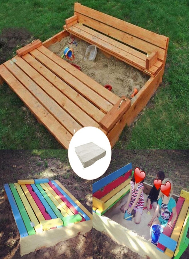 DUSTYPROTE Kids Sandbox Cover 60x60 Inch, Heavy Duty 420D Oxford Waterproof Sand Pit Protector with Buckles, Windproof Dustproof Outdoor Sandbox, Khaki - Image 4