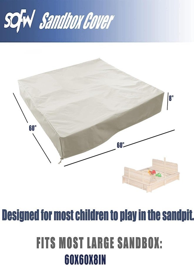 DUSTYPROTE Kids Sandbox Cover 60x60 Inch, Heavy Duty 420D Oxford Waterproof Sand Pit Protector with Buckles, Windproof Dustproof Outdoor Sandbox, Khaki - Image 2