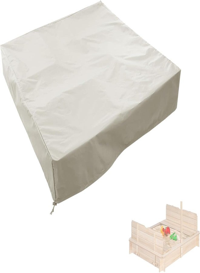 DUSTYPROTE Kids Sandbox Cover 60x60 Inch, Heavy Duty 420D Oxford Waterproof Sand Pit Protector with Buckles, Windproof Dustproof Outdoor Sandbox, Khaki - Image 1
