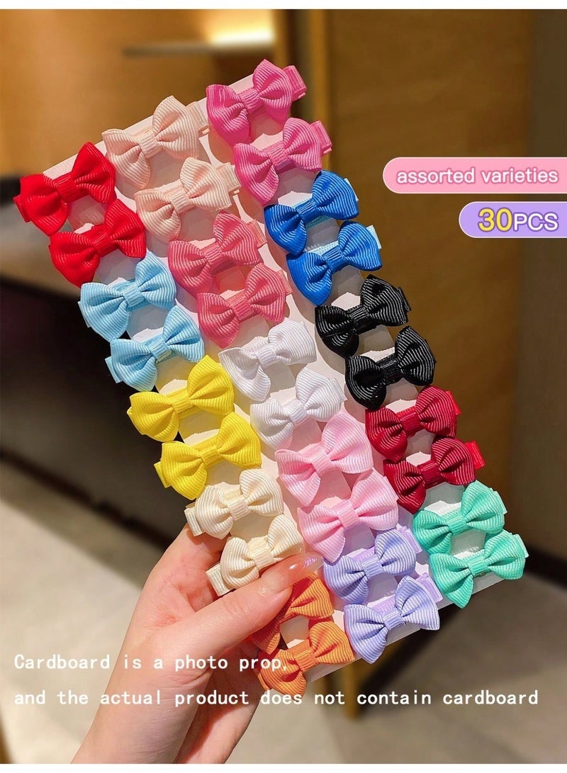 جلامكيت 30 قطعة من مشابك شعر قماشية بألوان عشوائية للفتيات الصغيرات، إكسسوارات شعر على شكل أشرطة جميلة، ومتوفرة بألوان متعددة. - Image 3