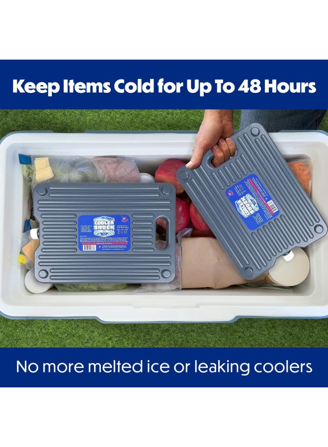 Cooler Shock Cooler Shock Ice Packs for Cooler - 2 Reusable, Long Lasting, Cold Freezer Packs for Coolers, Lunch Bags & Totes to Keep Food Fresh - Gray - Image 2