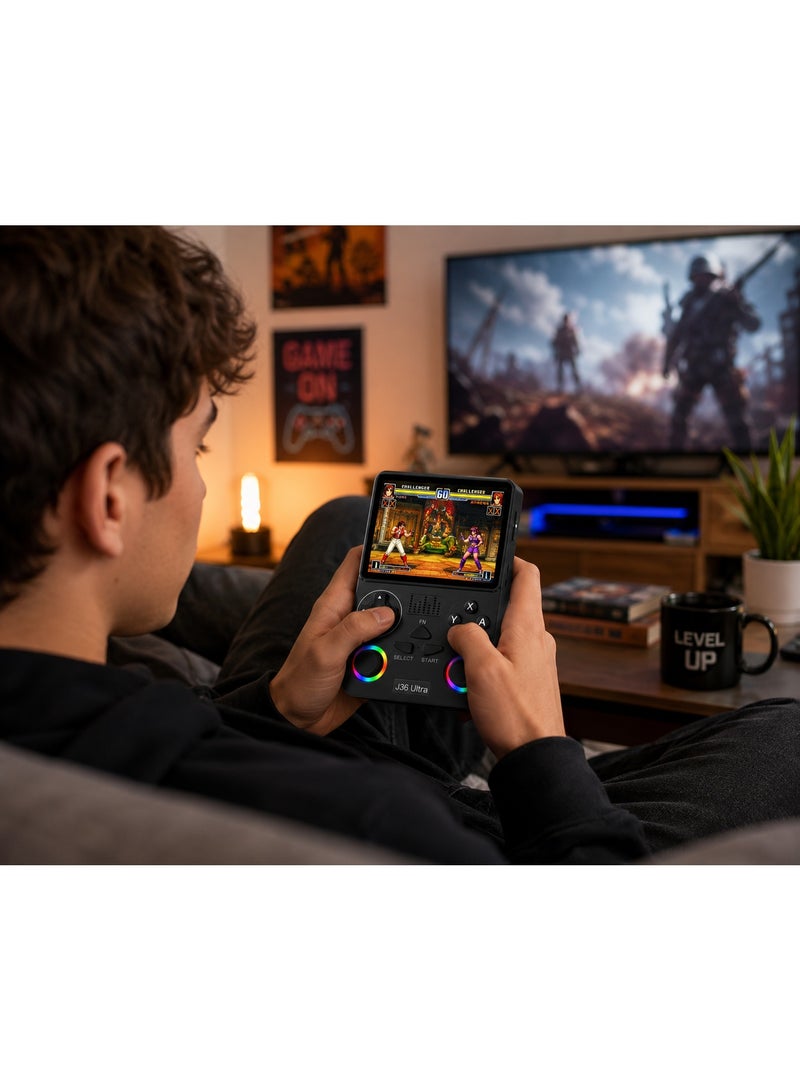 Handheld Retro Gaming Console, 3.5-Inch IPS Display, Wi-Fi and Bluetooth, 3000mAh Battery, Portable Gaming Device with Rechargeable Battery, Black - Image 4