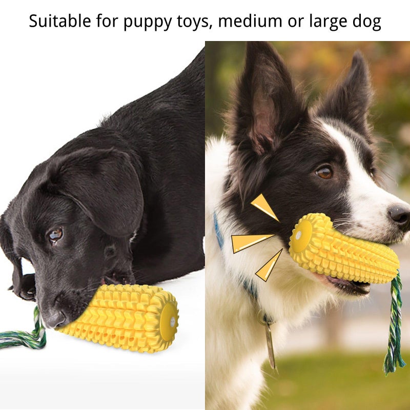 Mloowa Dog Chew Toys for Aggressive Chewers,Corn Interactive Squeaky Dog Toys for Puppy Medium Breed,Tough Rubber Dental Chew Dog Toys - Image 3