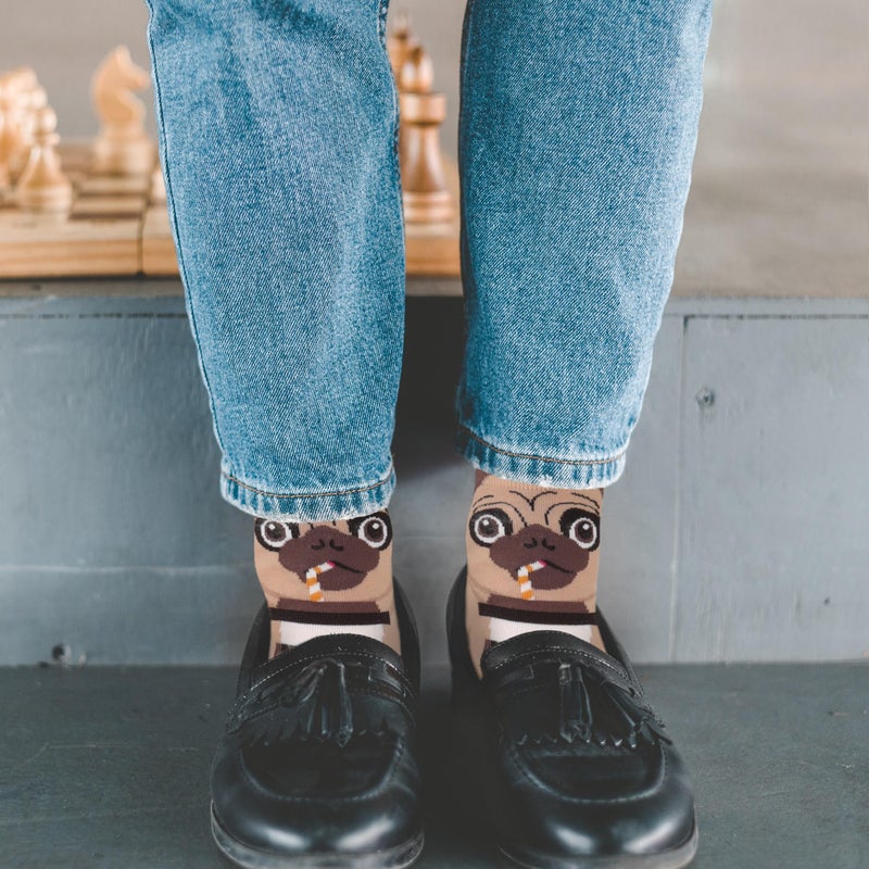 Jeasona Women's Cat Socks Cat Gifts Cute Animal Socks Dog Owl Gifts for Women (Multicolored Pug) - Image 3