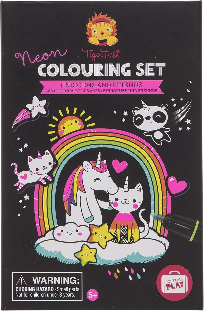 Tiger Tribe Neon Colouring Set - Unicorns & Friends - Image 1