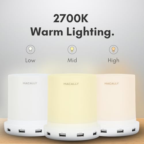 Macally Small Touch Lamps for Nightstand - Bedside Lamp with USB Port - 3 Way Dimmable Short Table Lamp for Small Spaces - Use as Night Light and Charger in Bedroom - Image 4