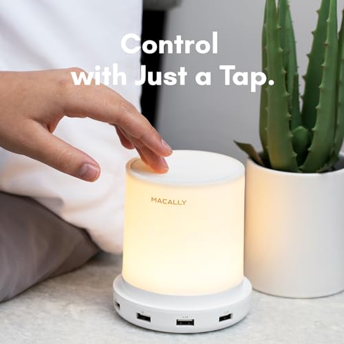 Macally Small Touch Lamps for Nightstand - Bedside Lamp with USB Port - 3 Way Dimmable Short Table Lamp for Small Spaces - Use as Night Light and Charger in Bedroom - Image 5