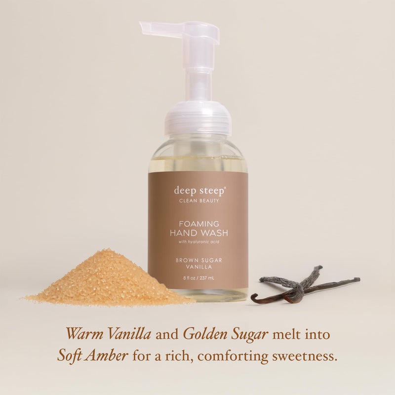 Deep Steep Foaming Hand Wash, Brown Sugar Vanilla, 8 oz â€“ Gentle Cleanser with Aloe, Argan Oil, Shea Butter & Hyaluronic Acid â€“ Vegan, Clean Beauty, Soft & Hydrated Hands - Image 4