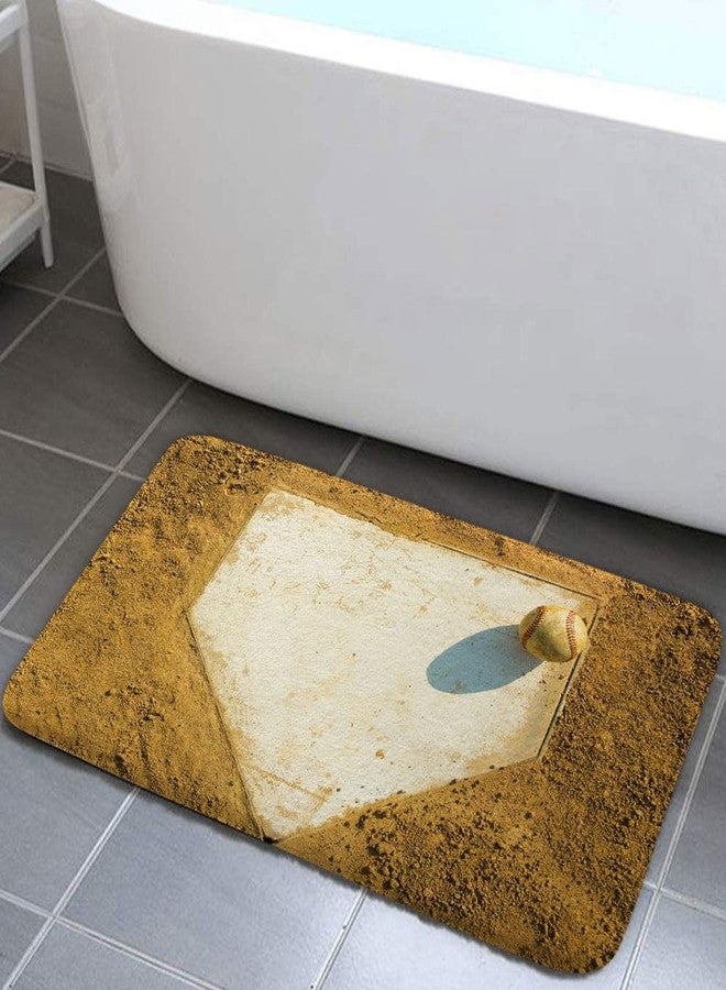 NYMB Sport Decor, Old Baseball on Home Plate Surrounded by Dirt Bath Rugs, Non-Slip Floor Entryways Outdoor Indoor Front Door Mat,60x40cm Bath Mat Bathroom Rugs, 17X29in - Image 1