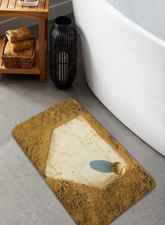 NYMB Sport Decor, Old Baseball on Home Plate Surrounded by Dirt Bath Rugs, Non-Slip Floor Entryways Outdoor Indoor Front Door Mat,60x40cm Bath Mat Bathroom Rugs, 17X29in - Image 2