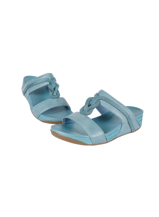 Michelle Morgan 092-2630 Michelle Morgan Ladies Wedge Sandals Blue 214RJ913 - Image 2