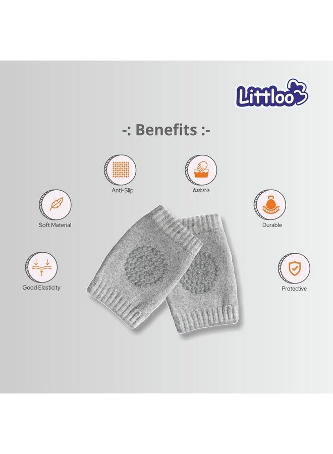 Littloo Baby Safety Protector Knee & Elbow Pads for Anti-Slip Crawling Experience Made with Soft Cotton Elastic and Stretchable, Provides Cushion & Knee Protection for Toddlers and Infants (Grey) - Image 3