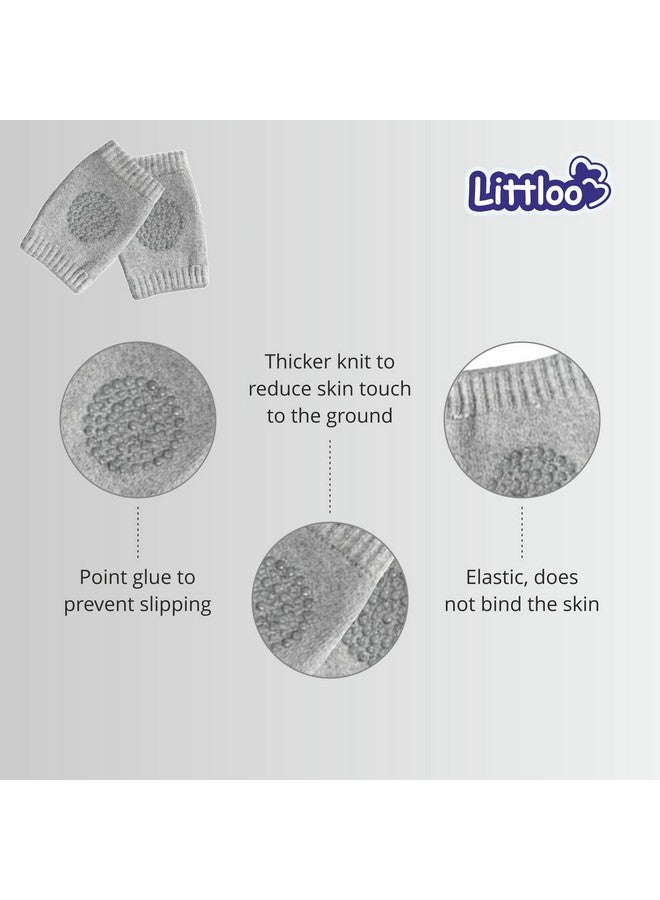 Littloo Baby Safety Protector Knee & Elbow Pads for Anti-Slip Crawling Experience Made with Soft Cotton Elastic and Stretchable, Provides Cushion & Knee Protection for Toddlers and Infants (Grey) - Image 2