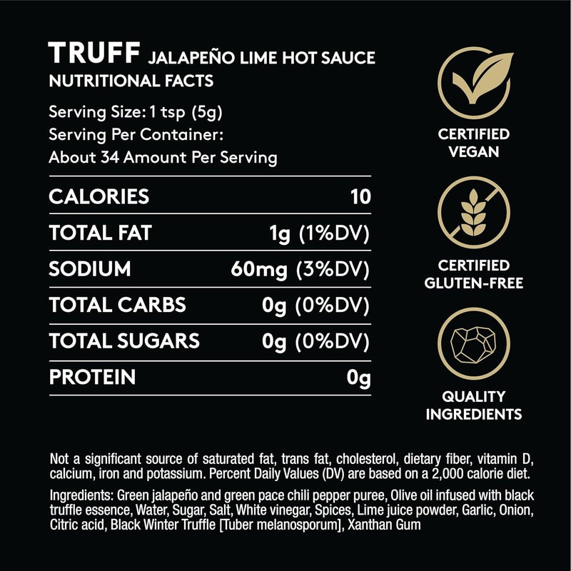 TRUFF Jalapeño Lime Hot Sauce - Gourmet Hot Sauce with Black Winter Truffles and Green Jalapeño Peppers, 6 oz. - Image 2