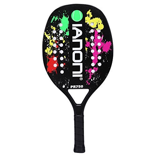 IANONI Beach Tennis Racket, Carbon Fiber Grit Face with EVA Memory Foam Core Beach Tennis Racket (Black) - Image 1