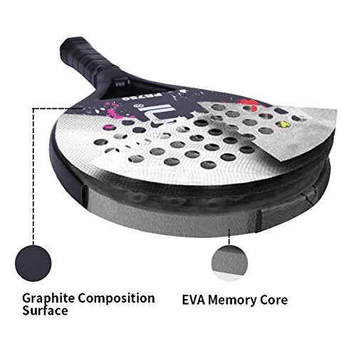 IANONI Beach Tennis Racket, Carbon Fiber Grit Face with EVA Memory Foam Core Beach Tennis Racket (Black) - Image 2
