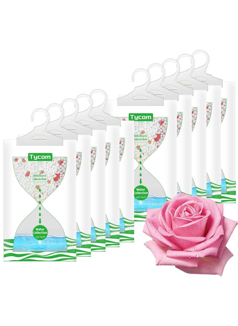 TYCOM Dehumidifiers, Hanging Humidity Packs for Effectively Absorbing Excess Moisture, Closet Dehumidifiers & Odor Removers for Home & Car -Rose 10Pcs  - Image 1