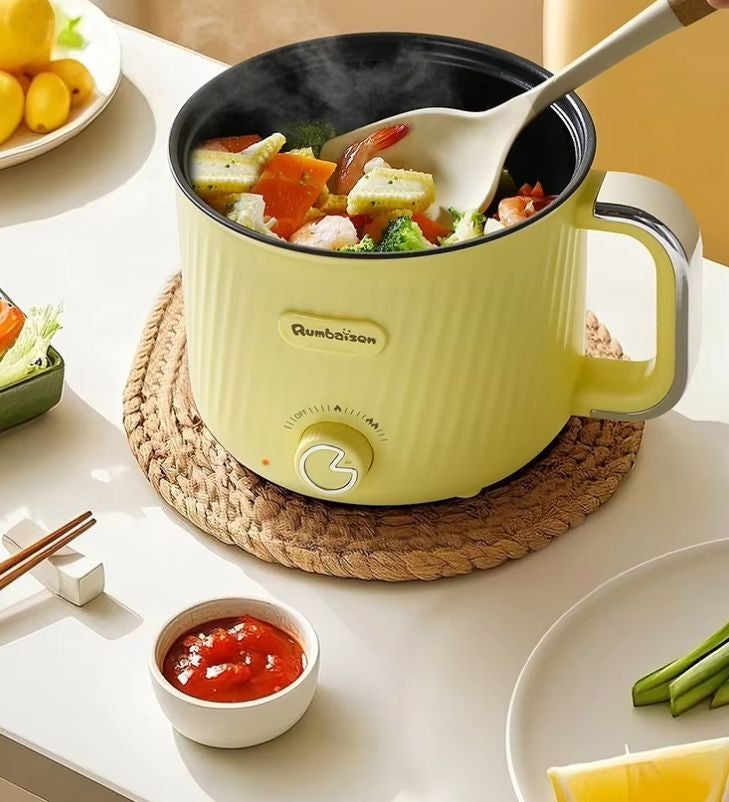 senbowe 1.8L Electric Hot Pot with Steamer and Temperature Control Non-Stick Electric Cooker Shabu Shabu, Electric Skillet,Frying Pan,Electric Saucepan,for Noodles, Egg, Steak, Sauté, Steam, Oatmeal and Soup,  Yellow - Image 3