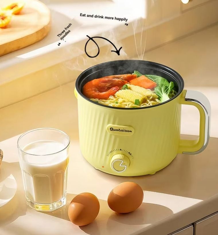 senbowe 1.8L Electric Hot Pot with Steamer and Temperature Control Non-Stick Electric Cooker Shabu Shabu, Electric Skillet,Frying Pan,Electric Saucepan,for Noodles, Egg, Steak, Sauté, Steam, Oatmeal and Soup,  Yellow - Image 2