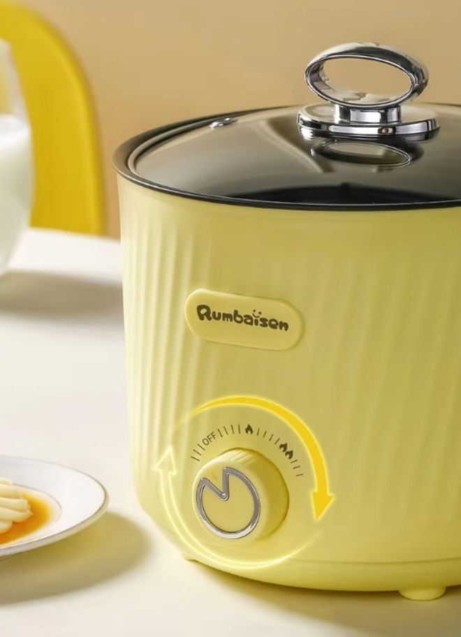 senbowe 1.8L Electric Hot Pot with Steamer and Temperature Control Non-Stick Electric Cooker Shabu Shabu, Electric Skillet,Frying Pan,Electric Saucepan,for Noodles, Egg, Steak, Sauté, Steam, Oatmeal and Soup,  Yellow - Image 4