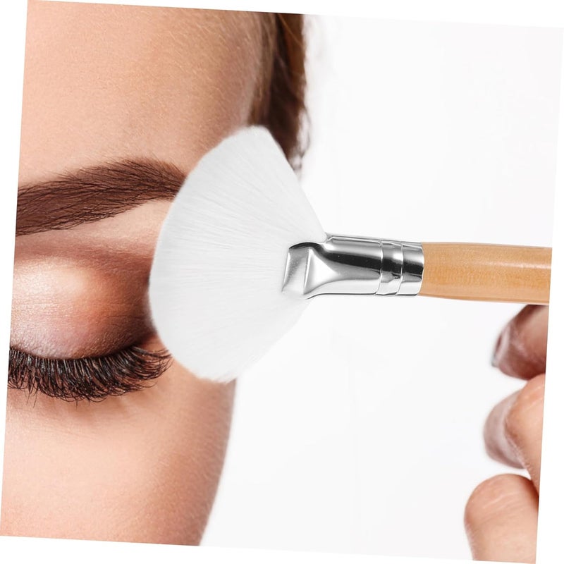 2Pcs Long Handle Fan Makeup Brush for Women Soft Synthetic Bristles for Powder Foundation Blush Concealer Multi Functional Cosmetic Applicator with Comfortable Durable Handle for - Image 4