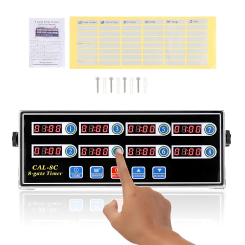BEAMNOVA BEAMNOVA 8Channel Digital Kitchen Timer Commercial Cooking Fryer Reminder Loud Ring Alarm Stainless Steel Adjustable Volume 