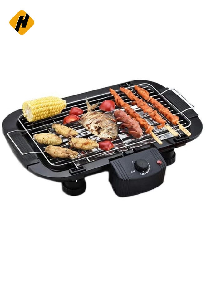 HuHa - Smokeless Indoor/Outdoor Electric Grill Portable Tabletop Grill Kitchen BBQ Grills Adjustable Temperature Control,Removable Water Filled Drip Tray,2000W,Black（EU Plug） - Image 1