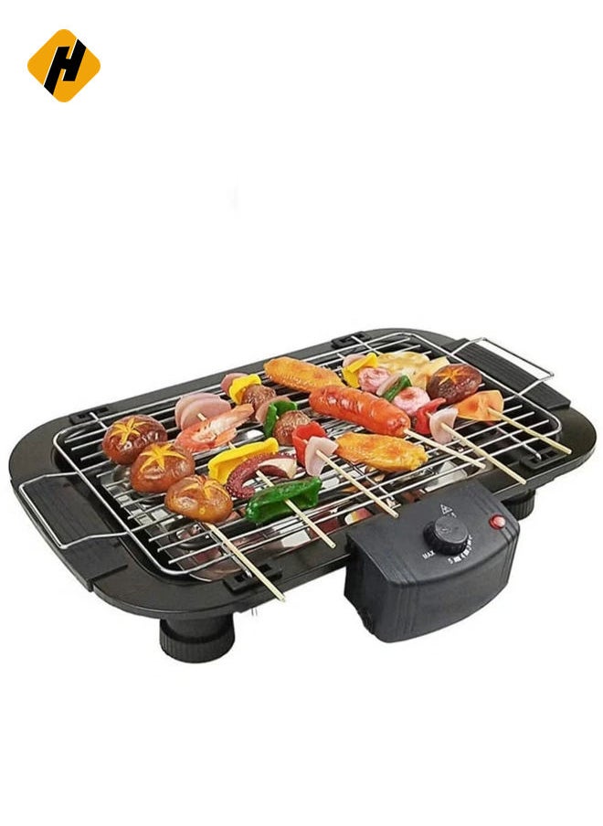 HuHa - Smokeless Indoor/Outdoor Electric Grill Portable Tabletop Grill Kitchen BBQ Grills Adjustable Temperature Control,Removable Water Filled Drip Tray,2000W,Black（EU Plug） - Image 1
