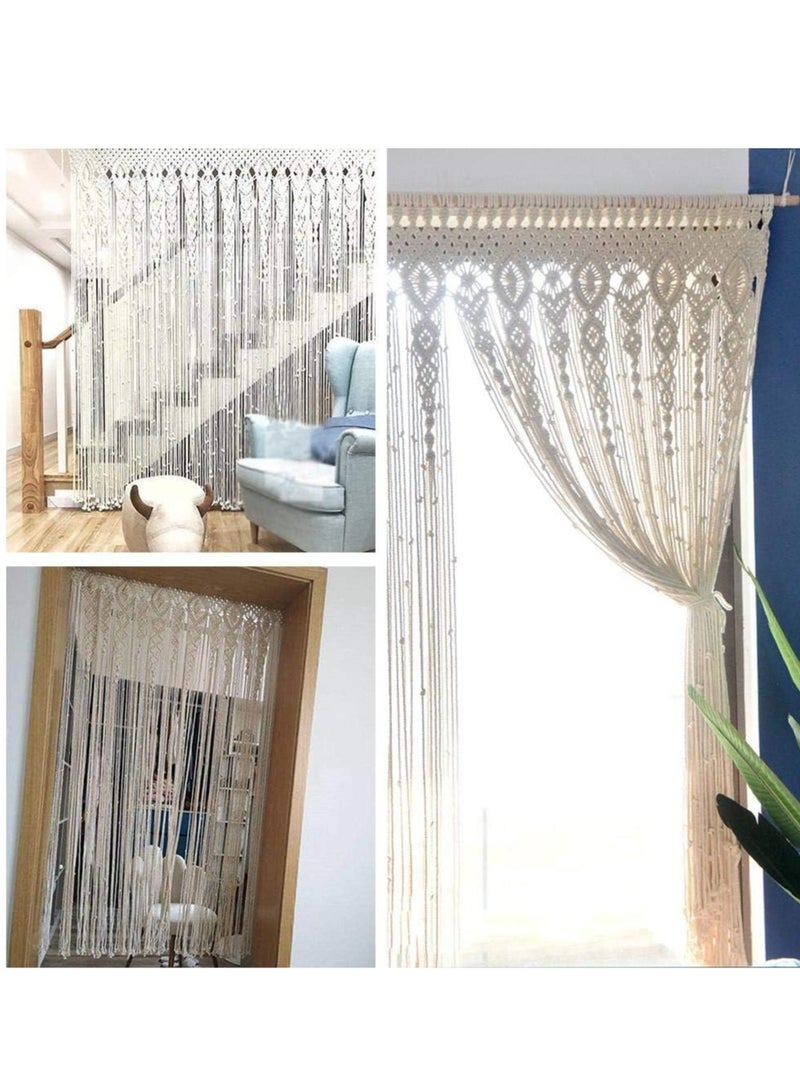 Lace Wall Hanging Woven Tapestry Door and Window Curtain Bohemian Handmade Cotton Rope Wall Decoration Home Decoration Craft Gift (100*200cm) - Image 2